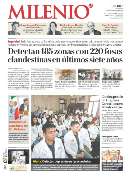 Portada de Milenio Tamaulipas del jueves, 13 de marzo de 2025