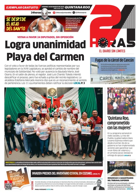 Portada de 24 Horas Quintana Roo