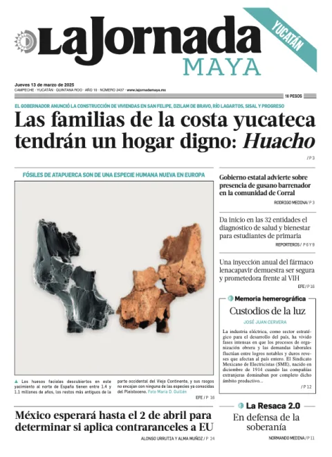 Portada de La Jornada Maya Yucatán del jueves, 13 de marzo de 2025