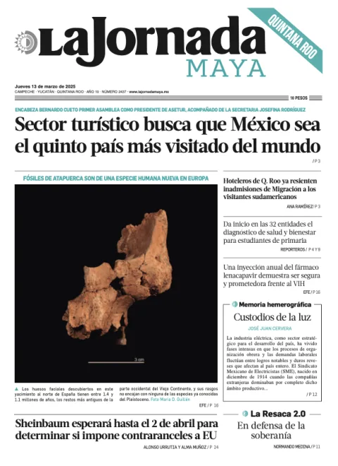 Portada de La Jornada Maya Quintana Roo del jueves, 13 de marzo de 2025