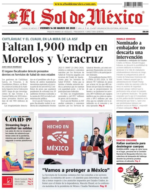 Portada de El Sol de Mexico