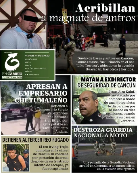 Portada de En Cambio - Quintana Roo (contraportada) del viernes, 14 de marzo de 2025