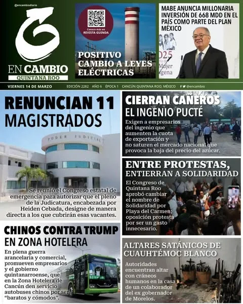 Portada de En Cambio - Quintana Roo (portada) del viernes, 14 de marzo de 2025
