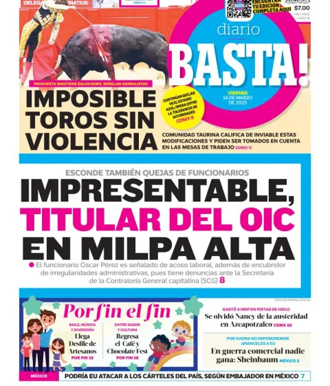 Portada de Basta del viernes, 14 de marzo de 2025