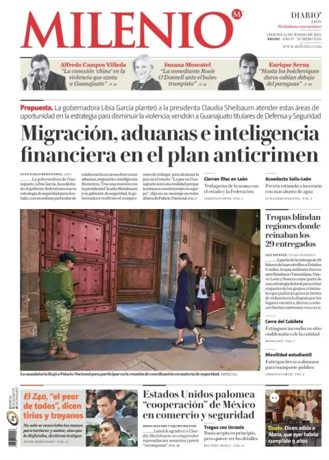 Portada de Milenio Leon del viernes, 14 de marzo de 2025