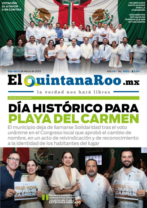 Portada de El Quintana Roo (portada) del viernes, 14 de marzo de 2025