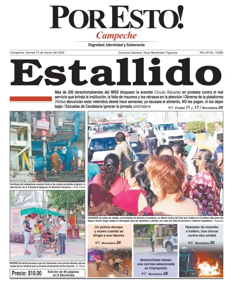 Portada de Por Esto (campeche) del viernes, 14 de marzo de 2025