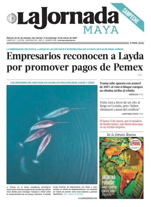 Portada de La Jornada Maya Campeche del viernes, 14 de marzo de 2025