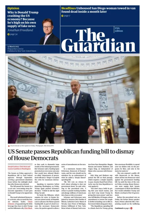 Portada de The Guardian (usa)