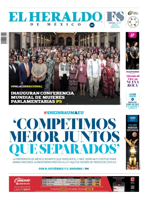Portada de El Heraldo de Mexico del sábado, 15 de marzo de 2025