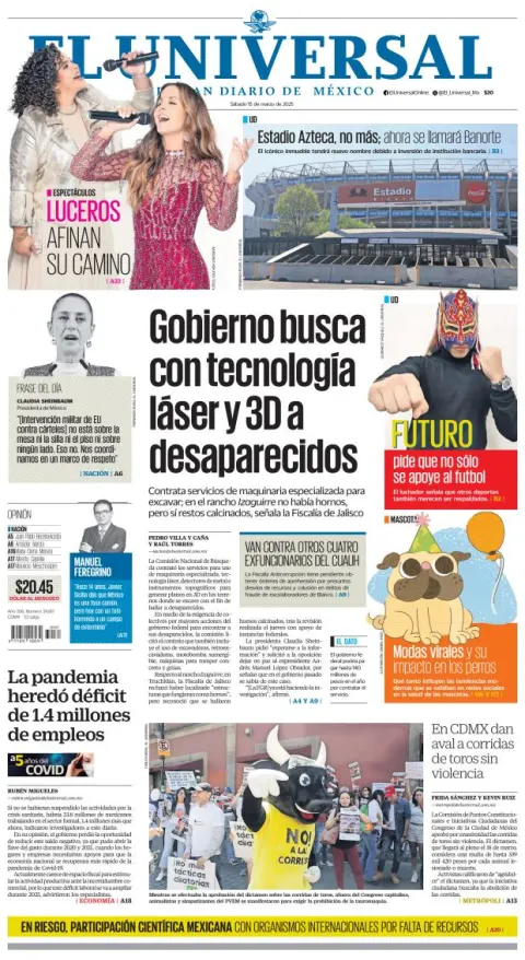 Portada de El Universal