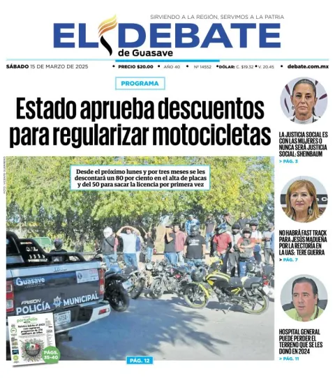 Portada de El Debate de Guasave