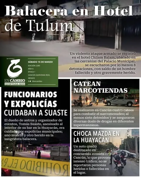Portada de En Cambio - Quintana Roo (contraportada) del sábado, 15 de marzo de 2025