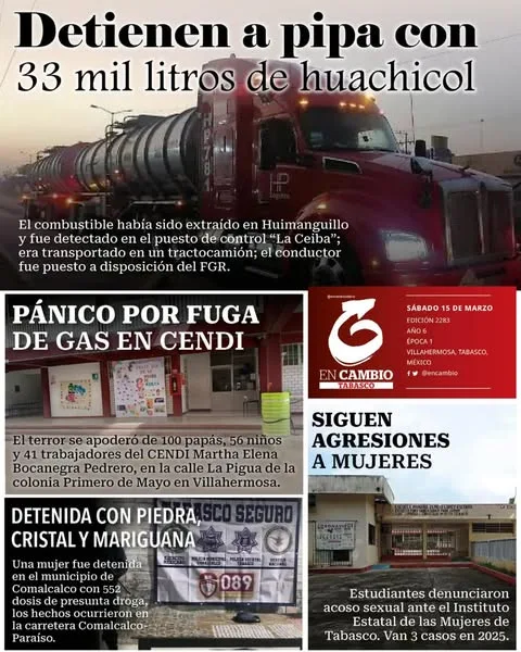 Portada de En Cambio - Tabasco (contraportada) del sábado, 15 de marzo de 2025