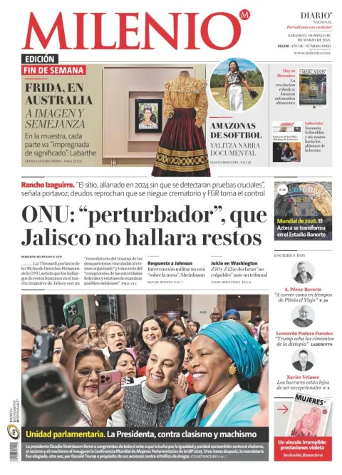 Portada de Milenio del sábado, 15 de marzo de 2025