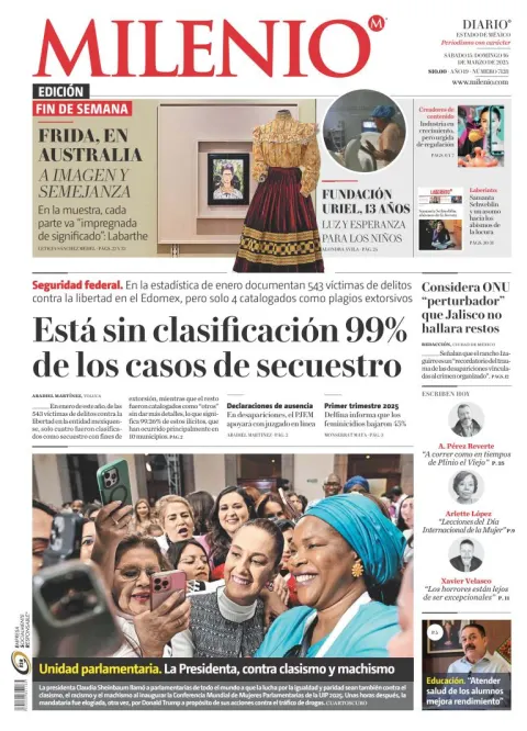 Portada de Milenio Edo de Mexico del sábado, 15 de marzo de 2025