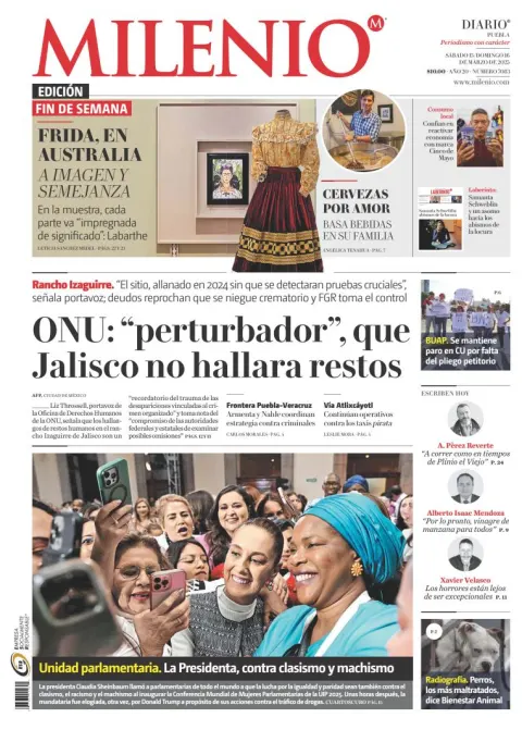 Portada de Milenio Puebla del sábado, 15 de marzo de 2025