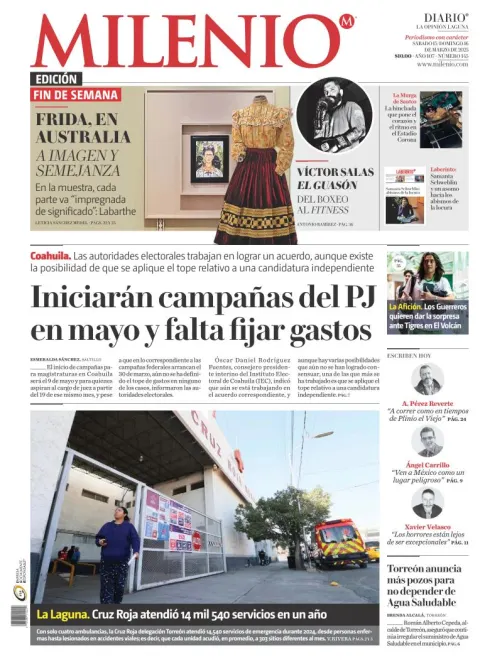 Portada de Milenio Laguna del sábado, 15 de marzo de 2025