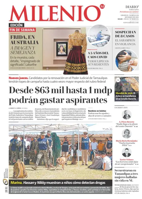 Portada de Milenio Tamaulipas del sábado, 15 de marzo de 2025