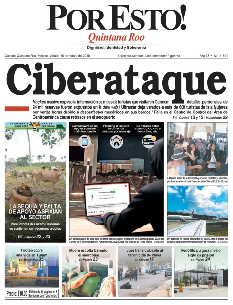 Portada de Por Esto (quintana Roo Cancun) del sábado, 15 de marzo de 2025