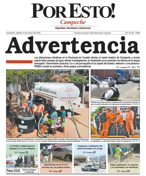 Portada de Por Esto (campeche) del sábado, 15 de marzo de 2025