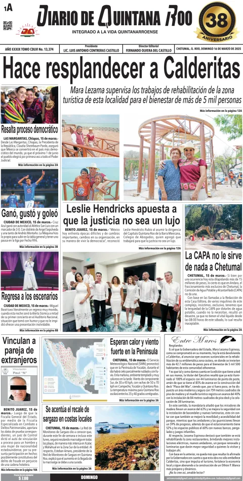 Portada de Diario de Quintana Roo (portada)