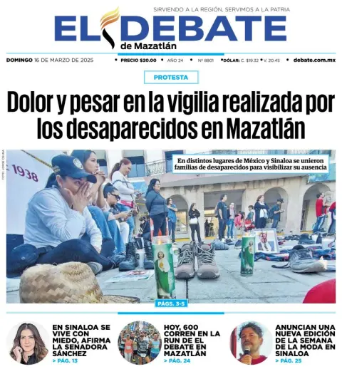 Portada de El Debate de Mazatlan