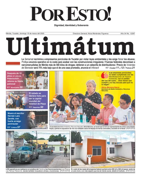 Portada de Por Esto (merida, Yucatan) del domingo, 16 de marzo de 2025