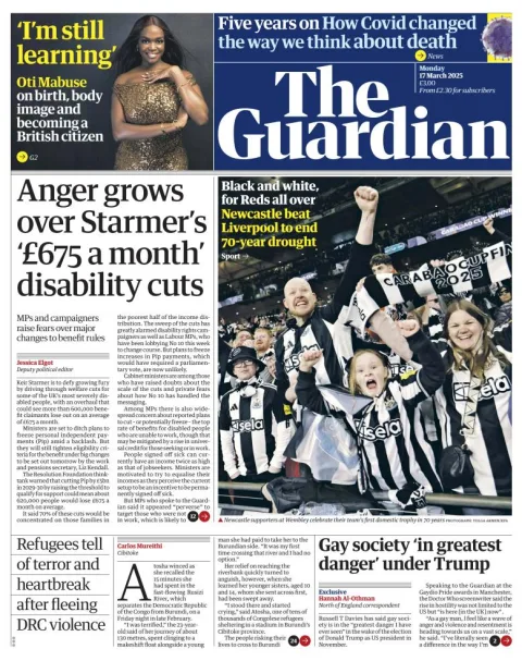 Portada de The Guardian (reino Unido)
