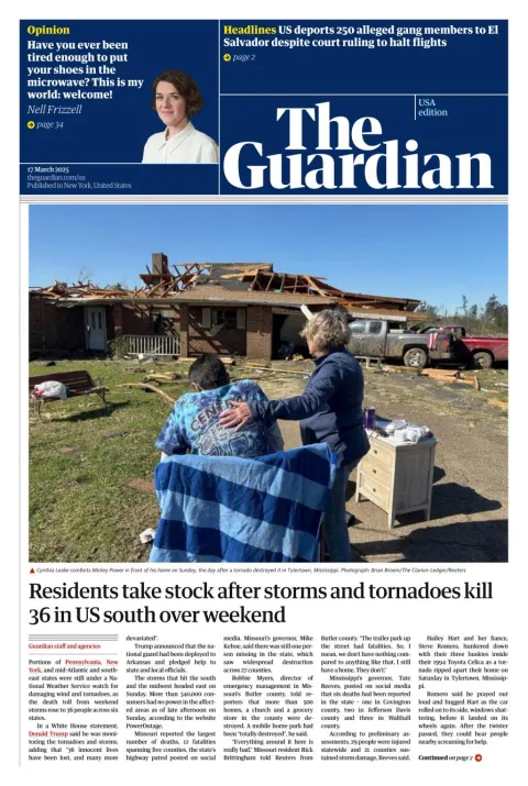 Portada de The Guardian (usa) del lunes, 17 de marzo de 2025