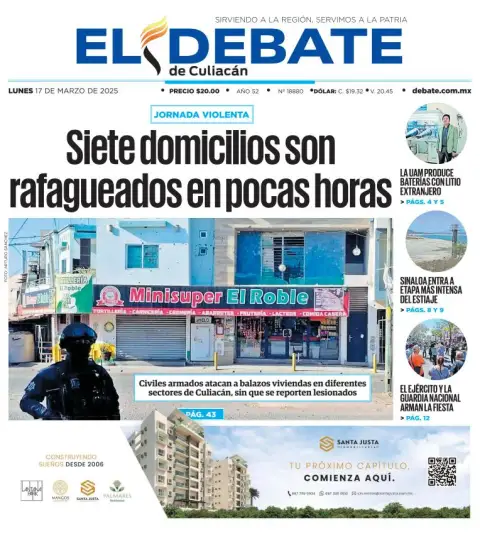 Portada de El Debate de Culiacan