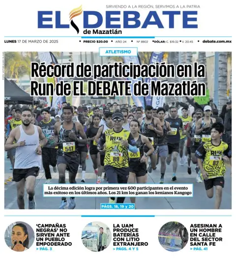 Portada de El Debate de Mazatlan