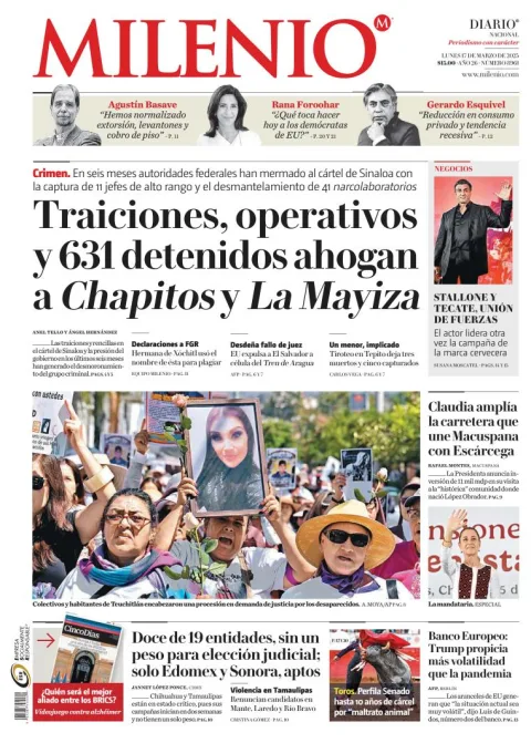 Portada de Milenio del lunes, 17 de marzo de 2025