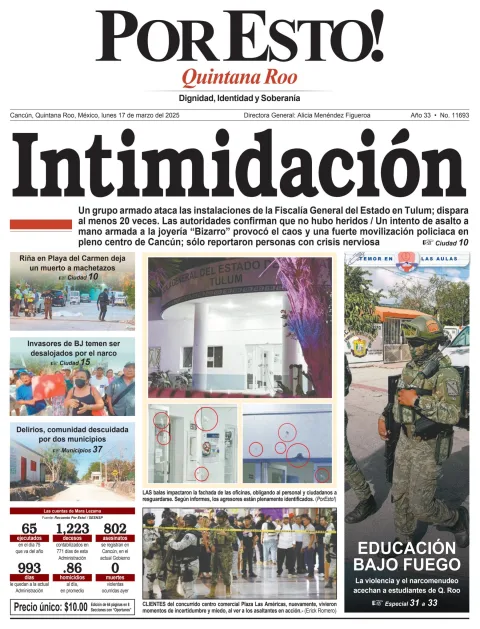 Portada de Por Esto (quintana Roo Cancun) del lunes, 17 de marzo de 2025