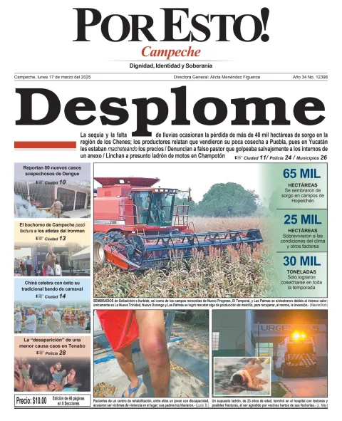 Portada de Por Esto (campeche) del lunes, 17 de marzo de 2025