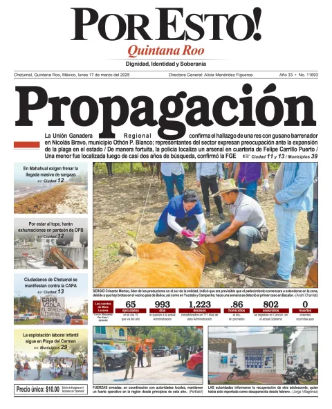 Portada de Por Esto (quintana Roo Chetumal) del lunes, 17 de marzo de 2025
