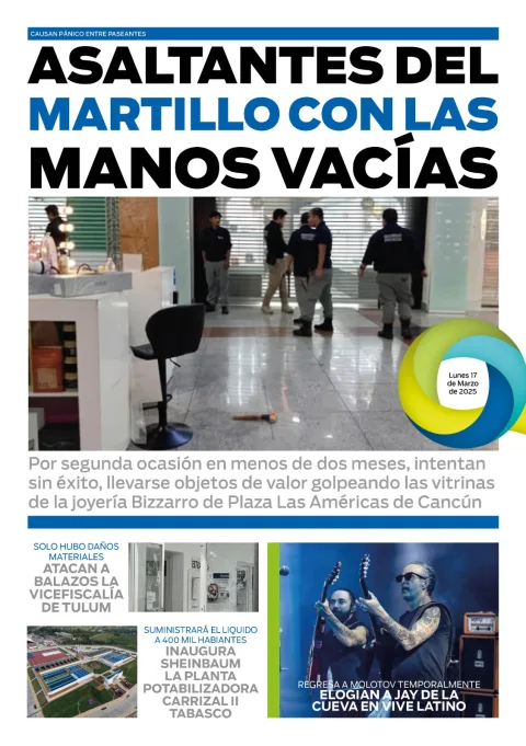 Portada de El Quintana Roo (contraportada) del lunes, 17 de marzo de 2025