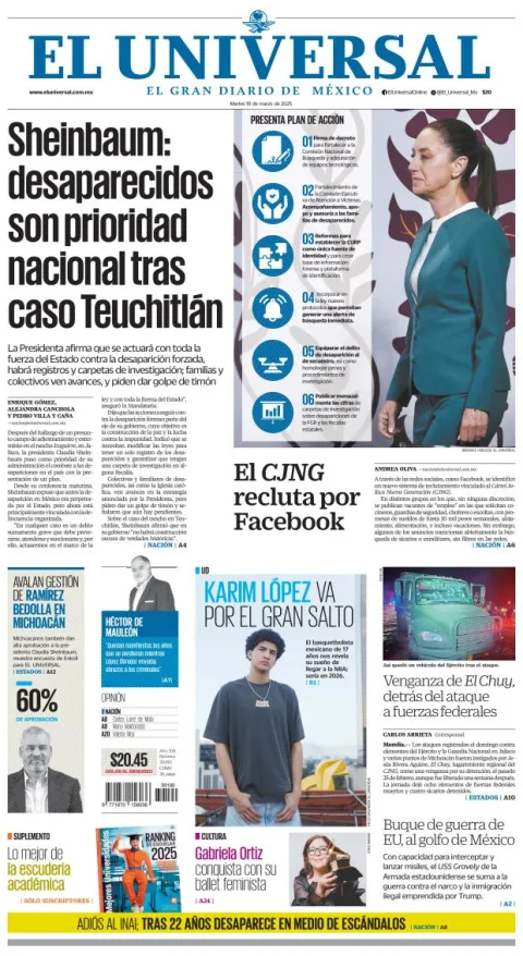 Portada de El Universal