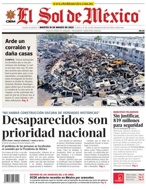 Portada de El Sol de Mexico