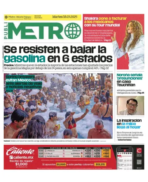 Portada de Publimetro Guadalajara del martes, 18 de marzo de 2025