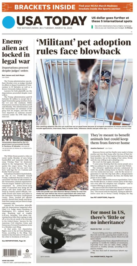 Portada de Usa Today