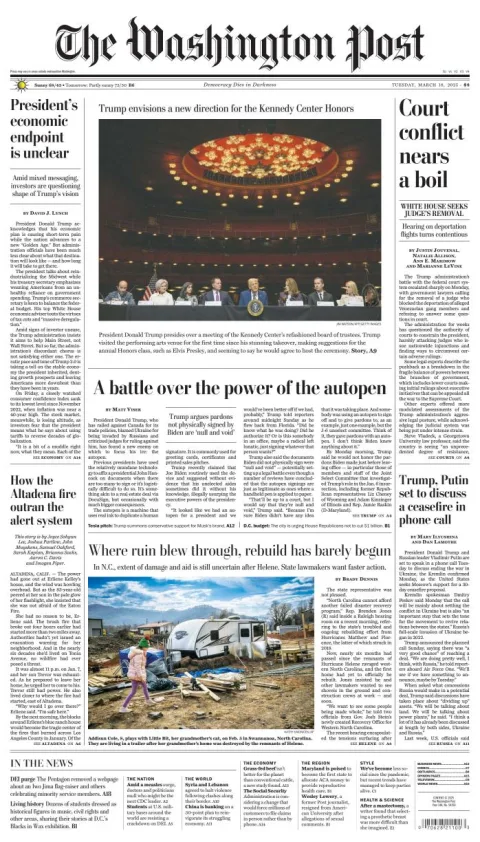 Portada de The Washington Post del martes, 18 de marzo de 2025