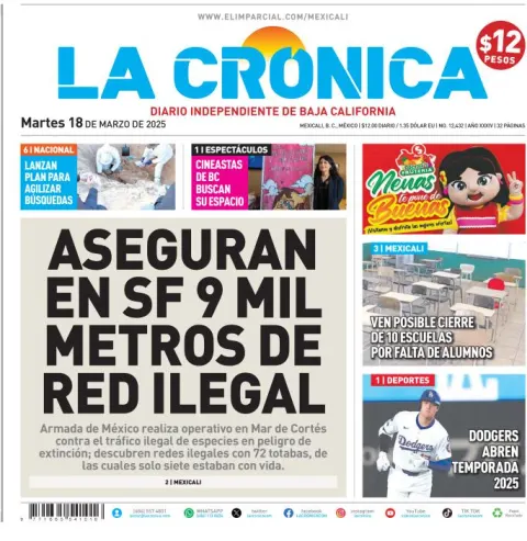 Portada de La Cronica del martes, 18 de marzo de 2025