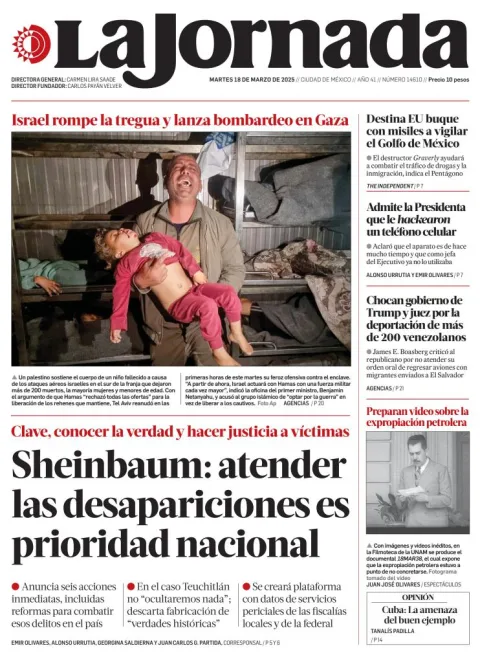 Portada de La Jornada del martes, 18 de marzo de 2025