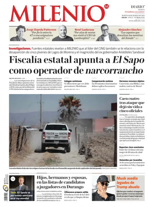 Portada de Milenio Jalisco del martes, 18 de marzo de 2025