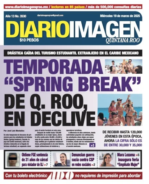Portada de Diario Imagen Quintana Roo del miércoles, 19 de marzo de 2025