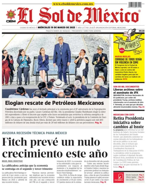 Portada de El Sol de Mexico