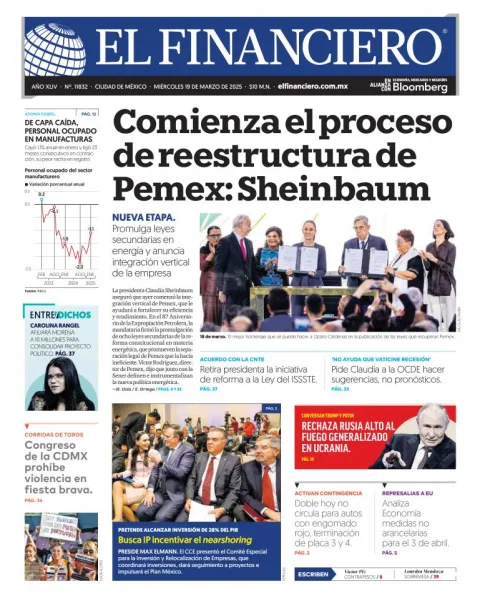 Portada de El Financiero