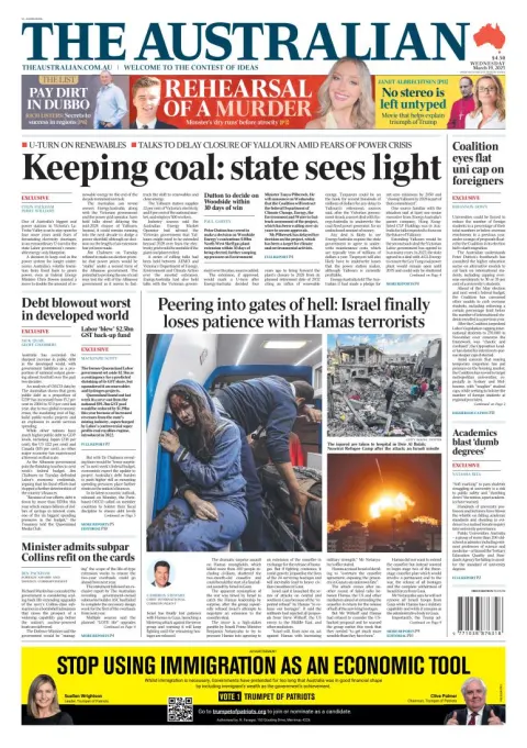 Portada de The Australian del miércoles, 19 de marzo de 2025