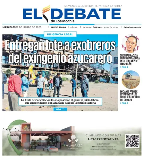 Portada de El Debate de los Mochis del miércoles, 19 de marzo de 2025
